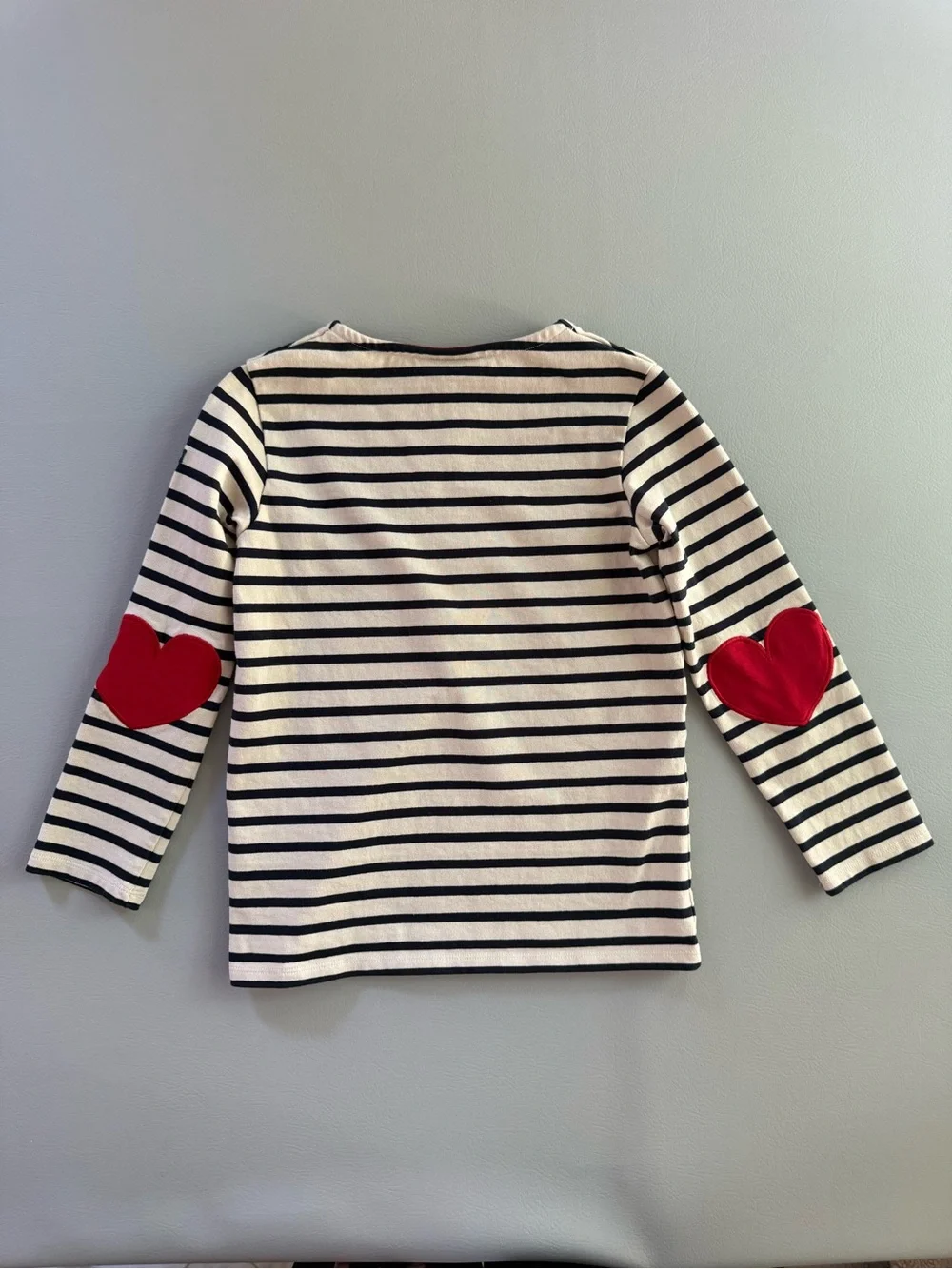Saint James Girls Vaujany Striped Shirt with Heart Elbow Patches size 12